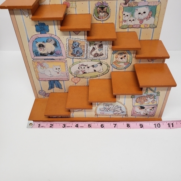 Enesco Calico Kittens Cat Display Stairs Vintage 1997 Flaws - Picture 9 of 11